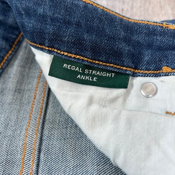 Lauren Ralph Lauren Regal Straight Ankle Jeans Raw Hem Dark Wash Mid Rise - Picture 7 of 8